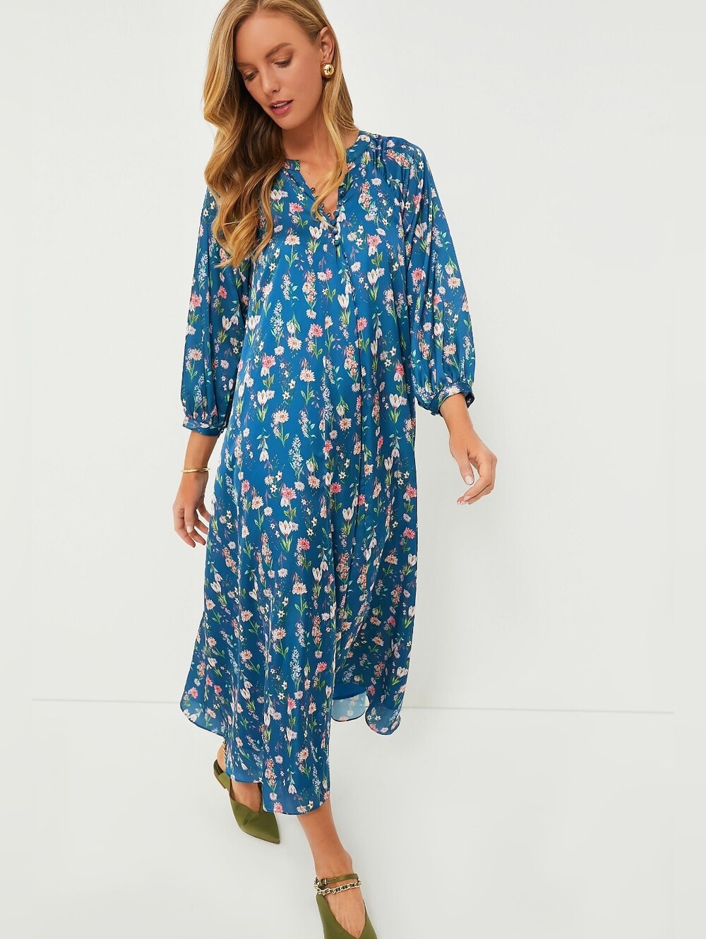 Hyacinth House Zoe Maxi Dress in Blue Floral Size XL
